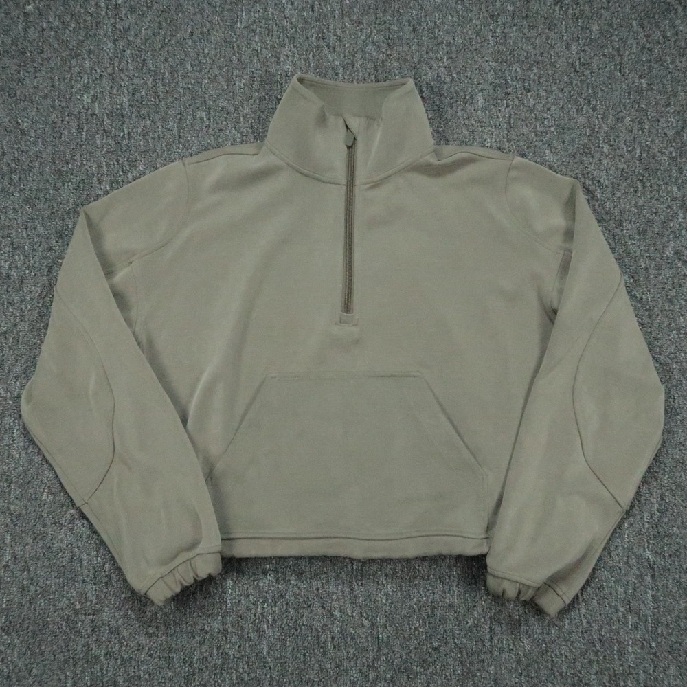Lululemon Pullover Womens Small Green Brushed Softstreme Half Zip Pockets